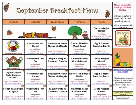 Lunch Menus - Breakfast and Lunch | Caryn Elementary School