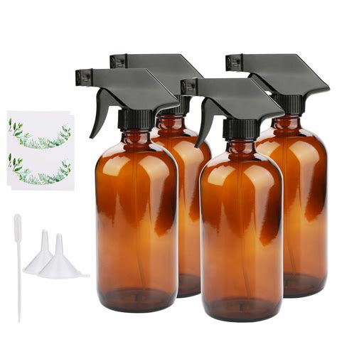 Buy Empty Spray Bottles, Maredash Amber Glass Bottle w/Black Trigger ...