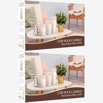 LTETTES 3 SET (H-4",5",6"x D-3") LED Glass Cup Pillar Flameless ...