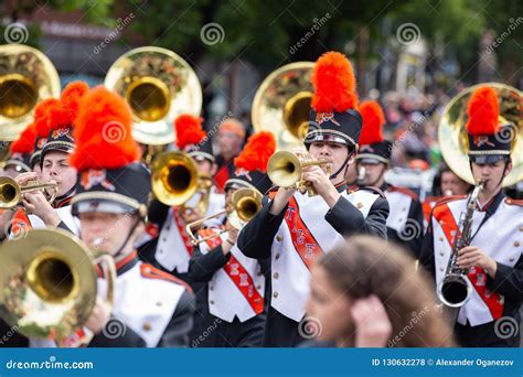 Teenage Marching Band with Flutes and Tubas Editorial Stock Photo ...