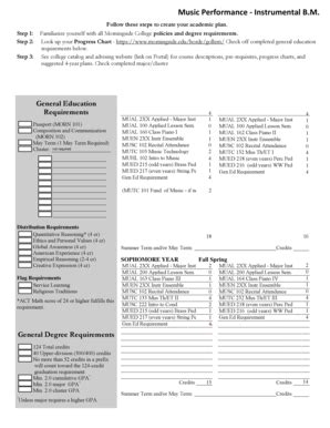 Fillable Online morningside ACADEMIC FOUR-YEAR PLANNER Music ...