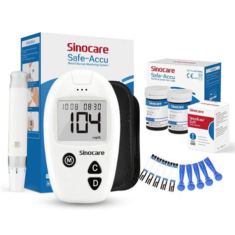 SINOCARE SAFE ACCU Blood Glucose Monitor/Machine | With 50 Strips and ...