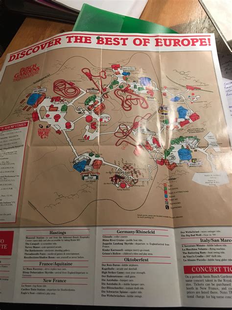 Busch Gardens Williamsburg Park Map from 1984 : r/rollercoasters