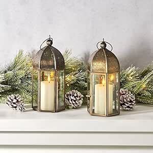 Buy Adzee Home Decor Decorative Moroccan Lanterns, Set of 2 pcs, Metal ...