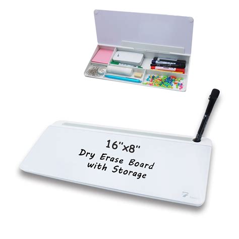 Buy TOWON Desktop Glass Dry Erase Whiteboard w/ Organizer and 1 Marker ...