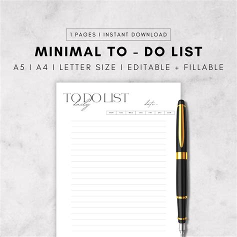 Minimal to Do List Printable Simple Tasks List Template - Etsy ...