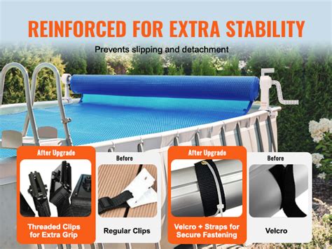 VEVOR Pool Cover Reel, Aluminum Solar Cover Reel 20 ft, Above Ground Swimming Pool Cover Reel ...