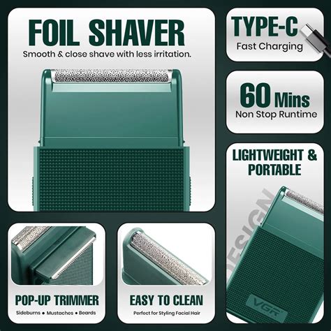 VGR V-376 Professional Pocket Size Shaver For Men (Green)