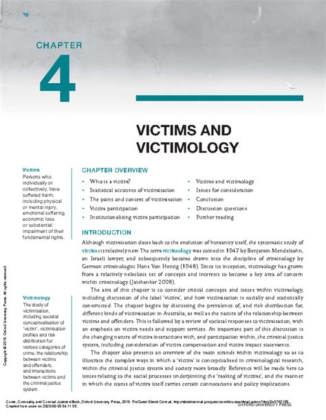 (W9) Chapter 4 Victims and Victimology - 76 OXFORD UNIVERSITY PRESS ...