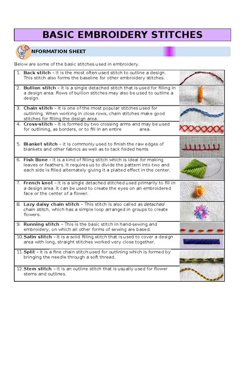 Identify The Following Pictures Of Embroidery Stitches at Jamie ...