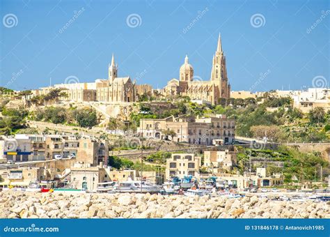 View of Port Village Town Mgarr on Gozo Island, Malta Stock Photo ...
