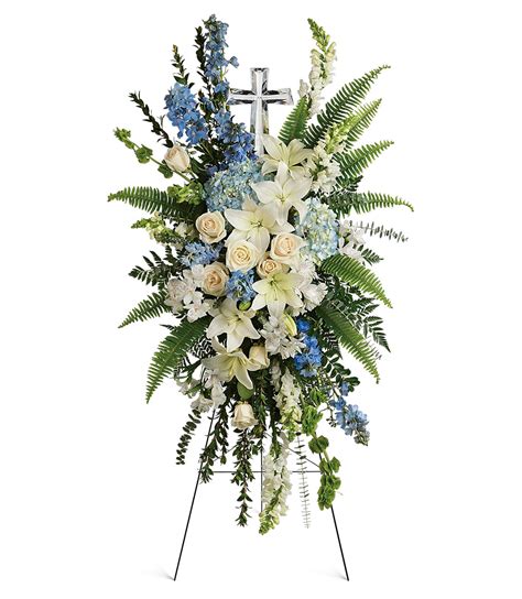 Crystal Cross Standing Spray | Bellaire Funeral Flowers