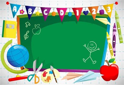 Green Photography Backdrop Welcome to Kindergarten Background ABC Letters Blackboard Watercolor ...