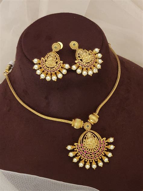 Antique traditional Indian gold look necklace set | Abdesignsjewellery