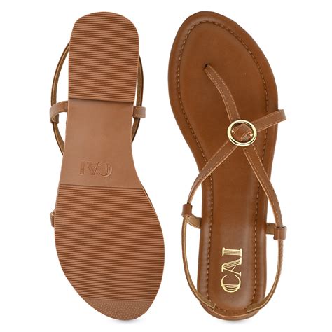 Buckled Tan Strap Flats – The CAI Store