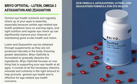 Briyo OptiVital Eye Health Supplement – Lutein, Zeaxanthin, Astaxanthin ...