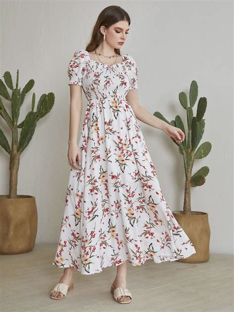 SHEIN USA | Frock design, Floral maxi dress, Modest spring dresses