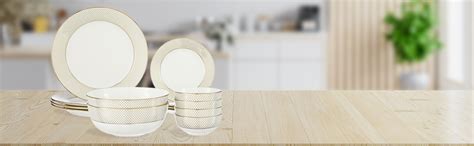 Amazon Brand - Solimo Ceramic 14 Piece Premium Dinner Set | 4 Dinner ...