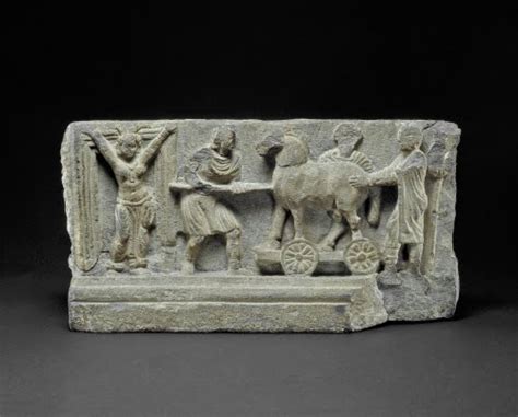 A Relief Carving Showing a Trojan horse on Wheels. Gandhara School ...