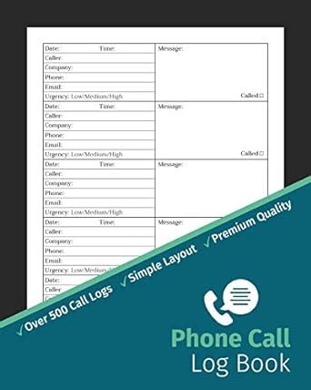 Phone Call Log Book: Phone Call & Voicemail Recording Notebook, Over ...