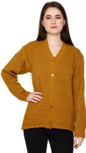 ENOV Woven V Neck Casual Women Yellow Sweater - Buy ENOV Woven V Neck ...