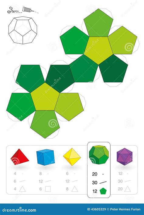Paper Model Dodecahedron stock vector. Illustration of mathematics ...