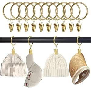 Buy HASTHIP® 10Pcs Golden Curtain Ring Clips Openable Curtain Ring ...