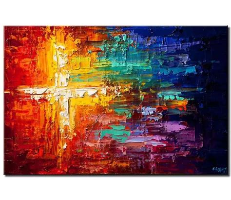 Colorful Cross Painting On Canvas Original Abstract Cross
