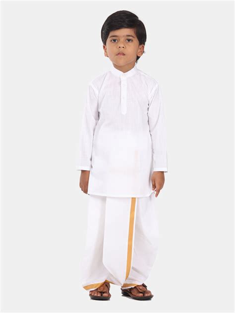 Boys White Colour Cotton Kurta Dhoti Pant Set – SETHUKRISHNA