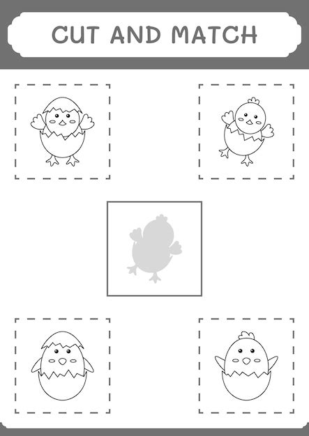 Cut and match parts of chick game for children vector illustration ...