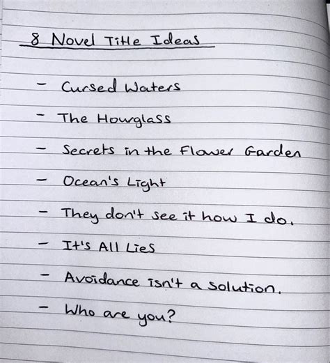 8 Novel Title Ideas for Overcoming Writer's Block