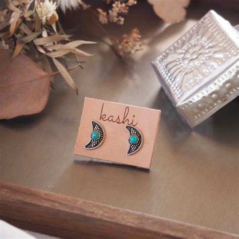 ⌘LuUna silver⌘ moon turquoise silver925ピアス | kashi