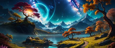 Dreamy Wallpaper 4K, Landscape, Surrealism, Mountains