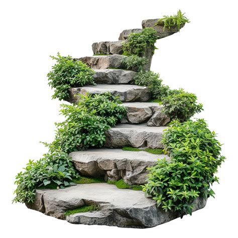 AI generated Cut out stairs made of large stone steps staircase lined ...