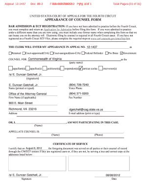 Fillable Online APPEARANCE OF COUNSEL FORM Fax Email Print - pdfFiller