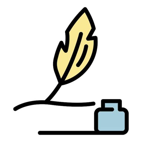 Pen and ink icon outline pen and ink vector icon color flat isolated ...