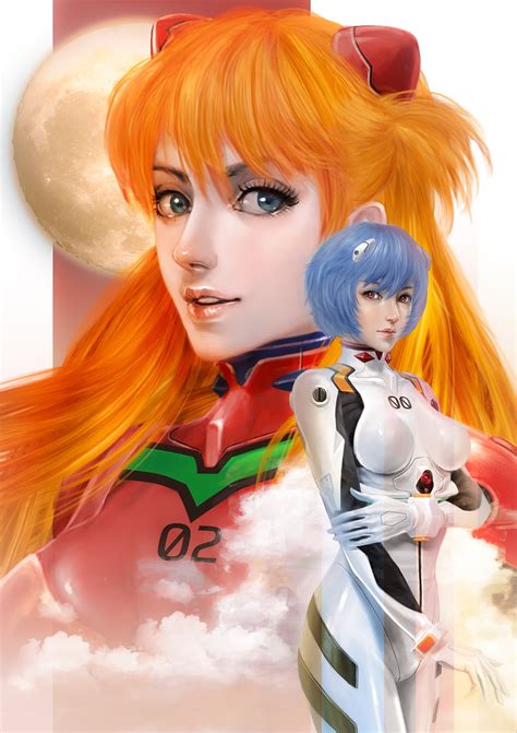 souryuu asuka langley and ayanami rei (neon genesis evangelion) drawn ...