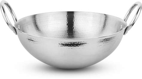 PRABHA by Prabha Stainless Steel Hammered Finish, Heavy Gauge Kadhai ...