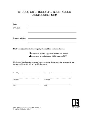 Fillable Online STUCCO OR STUCCO-LIKE SUBSTANCES DISCLOSURE FORM Fax ...