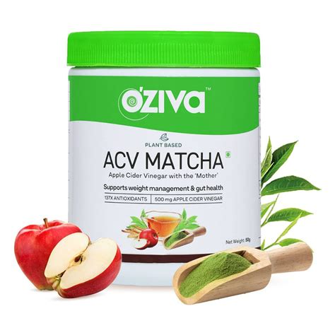 OZiva Plant Based ACV Matcha (Apple Cider Vinegar with Mother) Powder ...