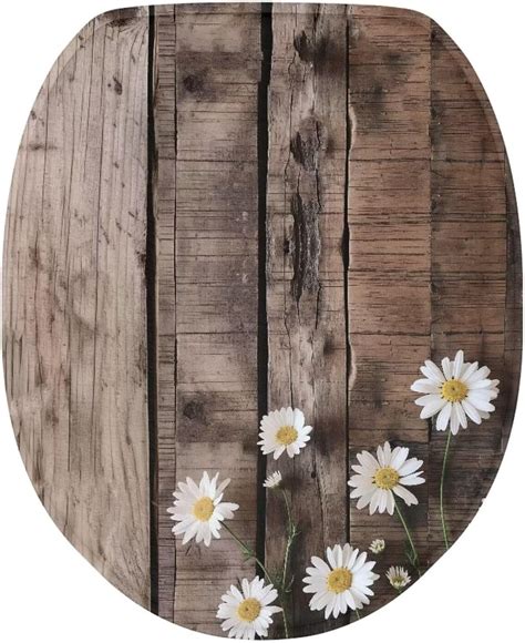 Amazon.com: Luarisgur Daisy Toilet Seat Covers for Bathroom Decoration Wood Print Toilet Bolt ...