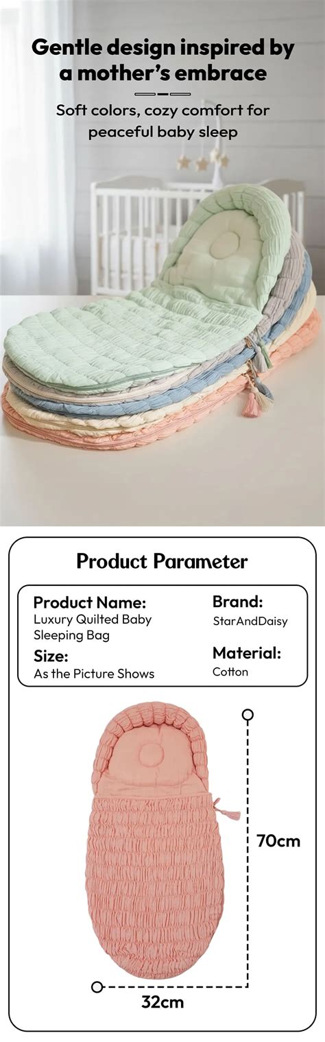 StarAndDaisy Luxury Quilted Cotton Baby Sleeping Bag Green