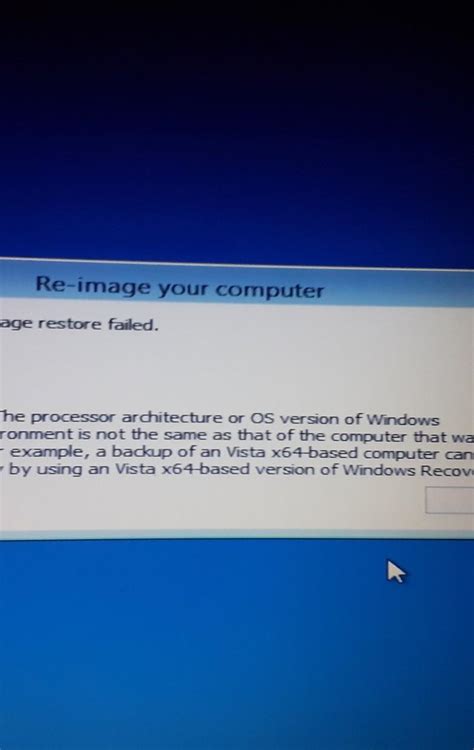 Re-image your computerThe system image restore failed.Error details ...