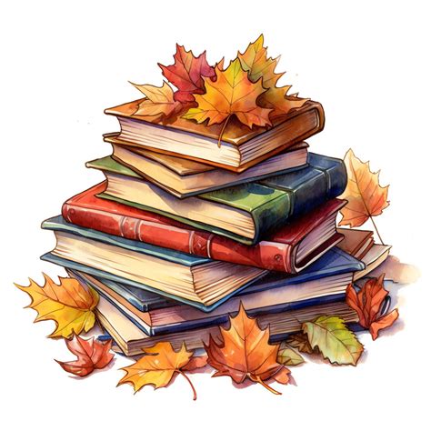 A stack of books with leaves on top | Premium AI-generated image