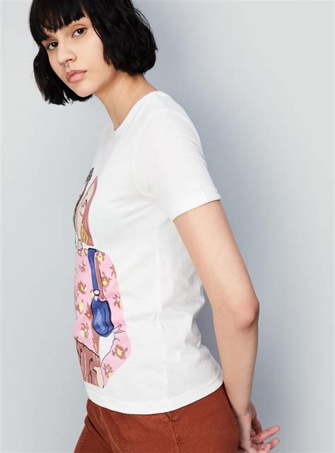 Buy Women Round Neck Graphic T-shirt Online at just Rs. 299.0 ...