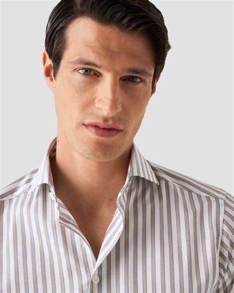 Brown Striped Fine Twill Shirt - Eton