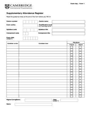 Supplementary Attendance Register - Cie Org - Fill and Sign Printable ...