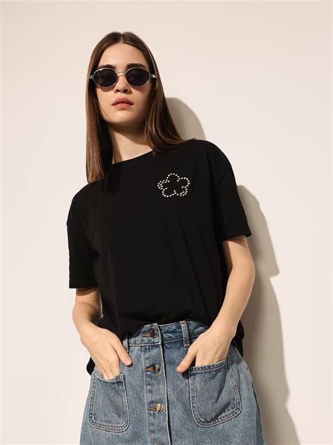 ONLY Black Motif Detail T-shirt