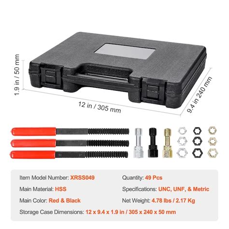 VEVOR 49-Piece Thread Chaser Set UNC UNF and Metric Thread Restorer ...