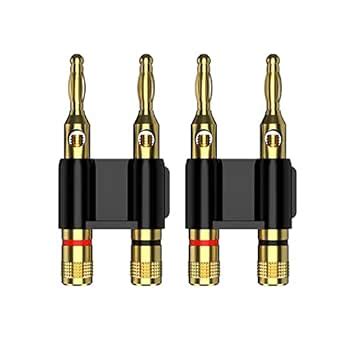 Smgda Gold Plated Copper Dual Banana Plug Connectors Pair (2pcs Black ...